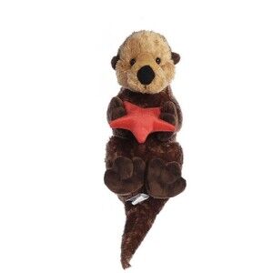 NWT Aurora CALI OTTER Plush Sea Otter Stuffed Toy 14" Red Starfish ADORABLE